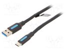 Cable; USB 3.0; USB A plug,USB C plug; nickel plated; 0.5m; black VENTION