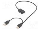 USB to SATA adapter; SATA plug,USB A plug x2; 0.5m GEMBIRD