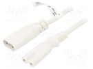 Cable; IEC C7 female,IEC C8 male; PVC; 2m; white; 2.5A; 250V Goobay