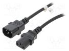 Cable; IEC C13 female,IEC C14 male; PVC; 3.5m; black; 10A; 250V Goobay