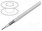 Wire: coaxial; RG6; solid; Cu; PVC; white; 7.2mm BITNER