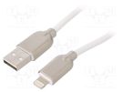 Cable; USB 2.0; Apple Lightning plug,USB A plug; 1m; white GEMBIRD