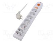 Plug socket strip: protective; Sockets: 7; 230VAC; 10A; grey HSK DATA