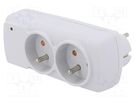 Plug socket strip: protective; Sockets: 2; 230VAC; 10A; white HSK DATA