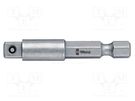 Adapter; Overall len: 50mm; Mounting: 1/4" (D6,3mm),1/4" square WERA