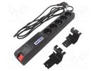 Plug socket strip: protective; Sockets: 5; 250VAC; 10A; black HSK DATA