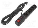 Plug socket strip: protective; Sockets: 5; 230VAC; 10A; black HSK DATA