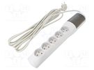 Plug socket strip: protective; Sockets: 5; 230VAC; 10A; grey HSK DATA