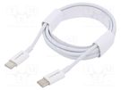 Cable; USB 2.0; USB C plug,both sides; 1.5m; white; 480Mbps; 60W QOLTEC