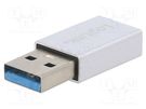 Adapter; USB 3.2; USB A plug,USB C socket; Enclos.mat: aluminium LOGILINK