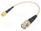 Cable; 50Ω; 0.15m; BNC plug,SMA male; shielded; transparent; 6" MUELLER ELECTRIC
