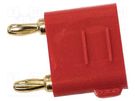Connector: 3mm banana; stackable safety shunt; red; 5A; 2.5kV MUELLER ELECTRIC