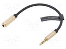 Cable; Jack 3.5mm 4pin socket,Jack 3,5mm 4pin plug; 0.1m; black VENTION