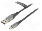 Cable; USB 2.0; USB A plug,USB B micro reversible plug; 1m; 2A VENTION