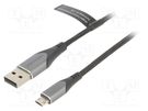 Cable; USB 2.0; USB A plug,USB B micro reversible plug; 2m; 2A VENTION