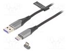 Cable; magnetic,USB 2.0; 0.5m; black; Core: Cu,tinned; 480Mbps VENTION