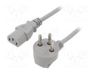 Cable; 3x1mm2; IEC C13 female,IS1-16P (H) plug angled; PVC; 5m LIAN DUNG