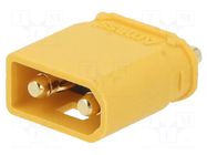 Connector: DC supply; socket; male; XT30; 20A; 600V; PIN: 2; straight AMASS