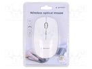Optical mouse; white; USB A; wireless; 10m; No.of butt: 4 GEMBIRD