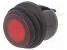 ROCKER; DPST; Pos: 2; ON-OFF; 20A/14VDC; red; IP65; LED; Body: black SWITCH COMPONENTS