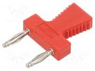 Connector: 2mm banana; stackable safety shunt; red; 10A; 30.4mm STÄUBLI