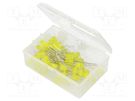 Kit: LED; THT; 5mm; 50pcs; yellow; 3÷15V; plastic box; 8mA; 50° OPTOSUPPLY