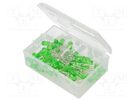 Kit: LED; THT; 5mm; 50pcs; green; 3÷15V; plastic box; 7.5mA; 30° OPTOSUPPLY