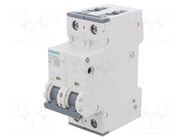 Circuit breaker; 230/400VAC; Inom: 6A; Poles: 2; Charact: D; 10kA SIEMENS