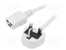 Cable; 3x1.5mm2; BS 1363 (G) plug,IEC C19 female; PVC; 1.5m; 13A LIAN DUNG