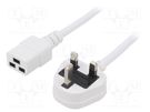Cable; 3x1.5mm2; BS 1363 (G) plug,IEC C19 female; PVC; 5m; white LIAN DUNG