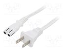 Cable; 2x18AWG; IEC C7 female,NEMA 1-15 (A) plug; PVC; 5m; white LIAN DUNG
