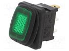 ROCKER; SPST; Pos: 2; ON-OFF; 16A/12VDC; green; IP65; LED; Body: black SWITCH COMPONENTS