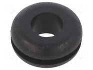 Grommet; Ømount.hole: 9.53mm; Øhole: 6.35mm; rubber; black KEYSTONE