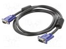 Cable; D-Sub 15pin HD plug,both sides; black; 1.8m; Øcable: 8mm VCOM