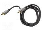 Cable; HDCP 2.2,HDMI 2.1; HDMI plug,both sides; PVC; textile VCOM