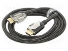 Cable; HDCP 2.2,HDMI 2.1; HDMI plug,both sides; PVC; textile; 3m VCOM