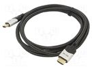 Cable; HDCP 2.2,HDMI 2.1; HDMI plug,both sides; PVC; textile; 2m VCOM