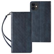 Magnet Strap Case for iPhone 13 case wallet + mini lanyard pendant blue, Hurtel