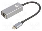 Adapter; USB 3.1; RJ45 socket,USB C plug; nickel plated; 0.2m VCOM
