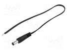 Cable; 2x0.35mm2; wires,DC 5,5/2,1 plug; straight; black; 0.25m BQ CABLE