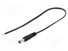 Cable; 2x0.35mm2; wires,DC 5,5/2,5 plug; straight; black; 0.25m BQ CABLE