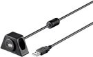 USB 2.0 Hi-Speed Extension Cable with Mounting Bracket, black, 0.6 m - USB 2.0 male (type A) > USB 2.0 female (type A)