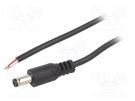 Cable; 2x0.5mm2; wires,DC 5,5/2,1 plug; straight; black; 1.5m BQ CABLE