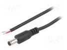 Cable; 2x0.5mm2; wires,DC 5,5/2,1 plug; straight; black; 2m BQ CABLE