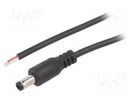 Cable; 2x0.5mm2; wires,DC 5,5/2,5 plug; straight; black; 1.5m BQ CABLE