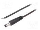 Cable; 2x0.35mm2; wires,DC 5,5/2,5 plug; straight; black; 2m BQ CABLE