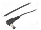 Cable; 2x0.35mm2; wires,DC 5,5/2,5 plug; angled; black; 1.5m BQ CABLE
