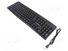 Keyboard; black; USB A; wired,US layout; 1.2m GEMBIRD