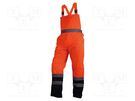 Dungarees; Size: M; orange-navy blue; on suspenders,warning VIZWELL
