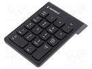 Keyboard; black; USB A; wireless,numeric GEMBIRD